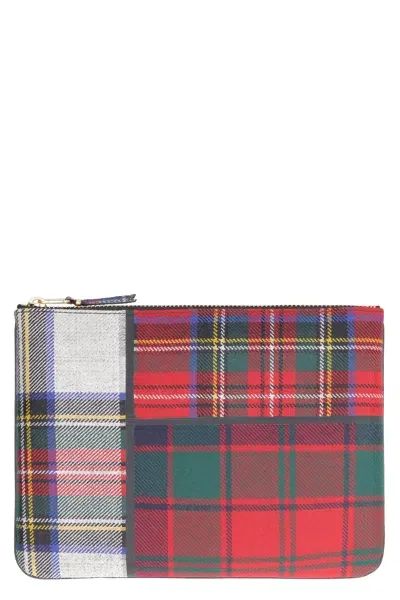 Comme Des Garçons Wallet Tartan Motif Flat Clutch In Multi