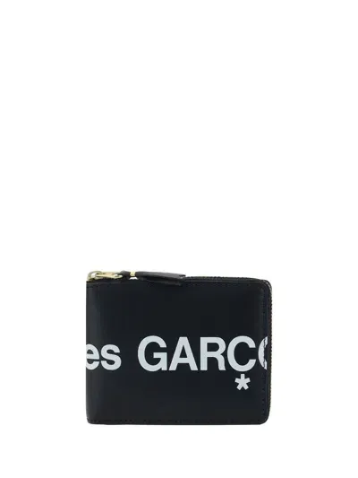 Comme Des Garçons Logo-print Zipped Bi-fold Wallet In Black