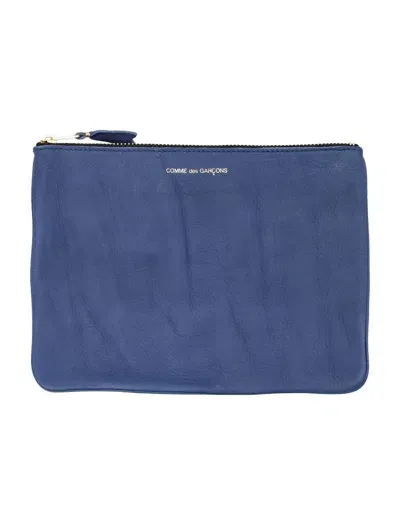 Comme Des Garçons Washed Zip Pouch In Navy