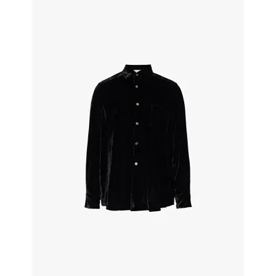 Comme Des Garçons Womens Black Patch-pocket Relaxed-fit Velvet Shirt