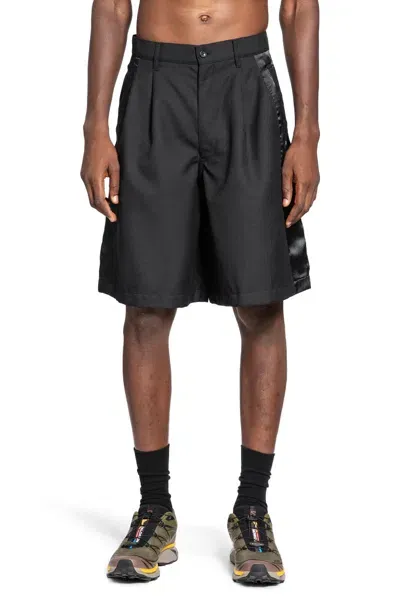 Comme Des Garçons Wool And Satin Shorts In Black