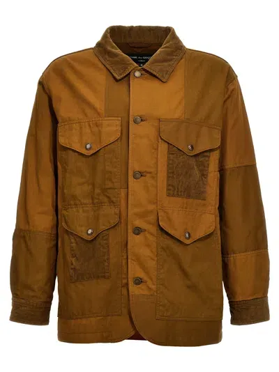 Comme Des Garҫons Homme Ribbed Velvet Insert Canvas Jacket In Brown