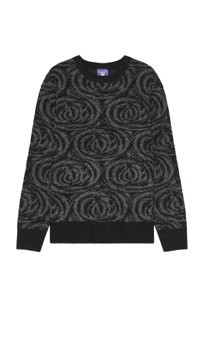 Coney Island Picnic Intarsia Crew Neck Sweater In Black