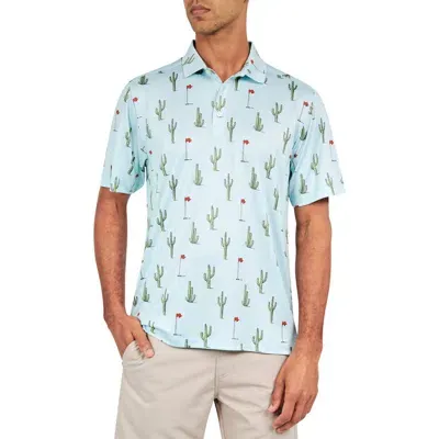 Construct Con.struct Cactus Print Performance Golf Polo In Aqua