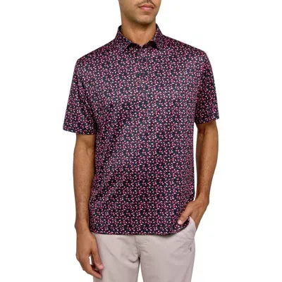 Construct Con.struct Micro Flamingo Print Performance Golf Polo In Black/multi