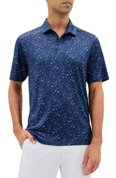 Construct Con.struct Paint Splatter Print Performance Golf Polo In Navy