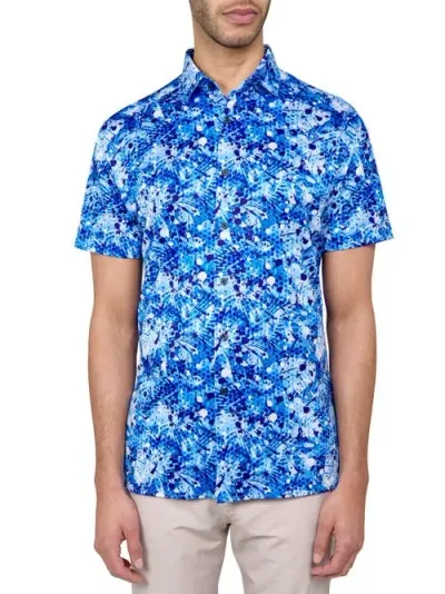 Construct Con.struct Palm Splatter Print Performance Button-down Shirt In Multi