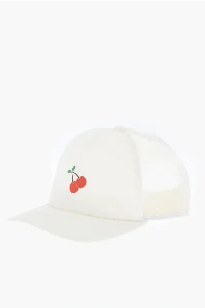 Converse Solid Color Cap With Mesh Lining And Cherry Print In White