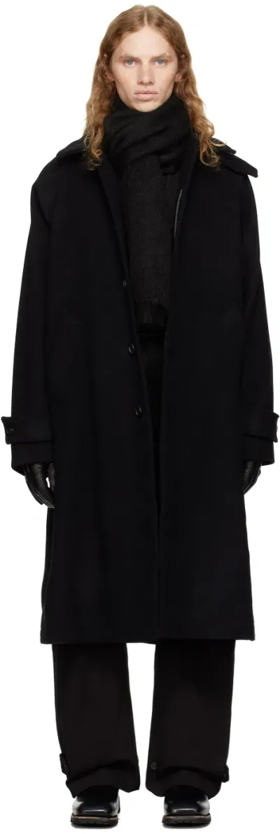 Coor Black Cashmere-blend Balmacaan Coat