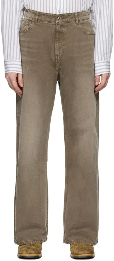 Coor Taupe Wide-leg Garment-dyed Jeans