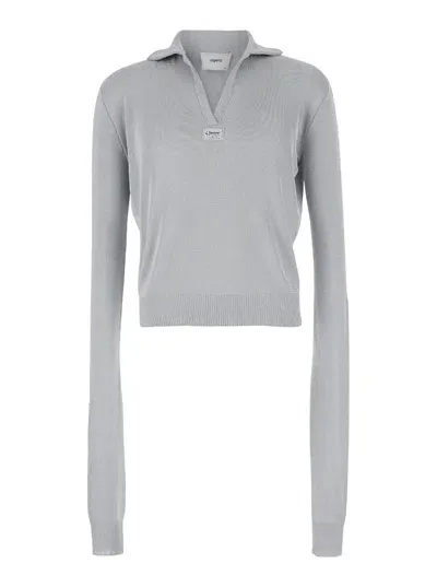 Coperni Knotted Sleeved Polo Top In Grey