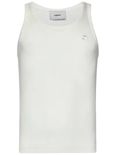 Coperni Logo Embroidered Ribbed Tank Top In White