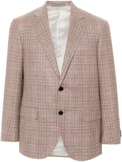 Corneliani Check-pattern Blazer In Pink