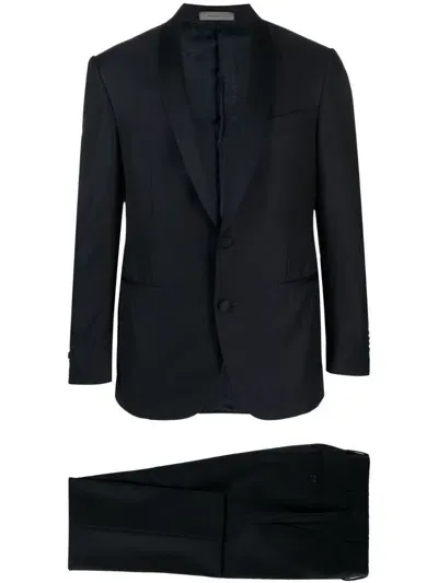 Corneliani Single-breasted Virgin Wool Suit In Blue