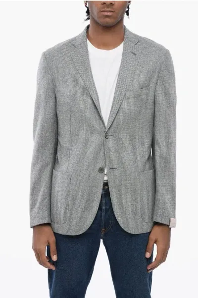 Corneliani Silk Blend Gate Blazer With Patch Pockets In Gray