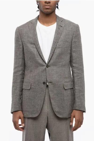 Corneliani Unlined Gate Linen Blend Blazer In Gray