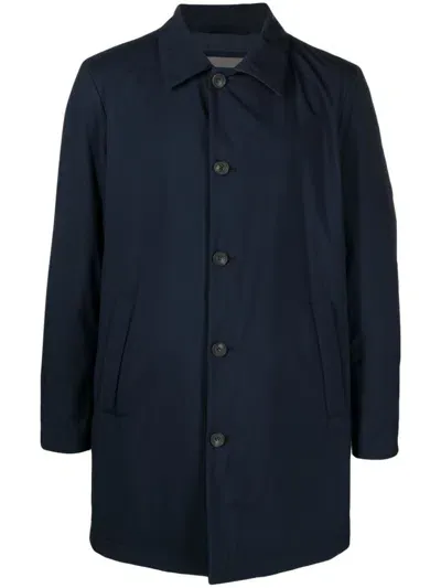 Corneliani Water-resistant Padded Midi Coat In Blue