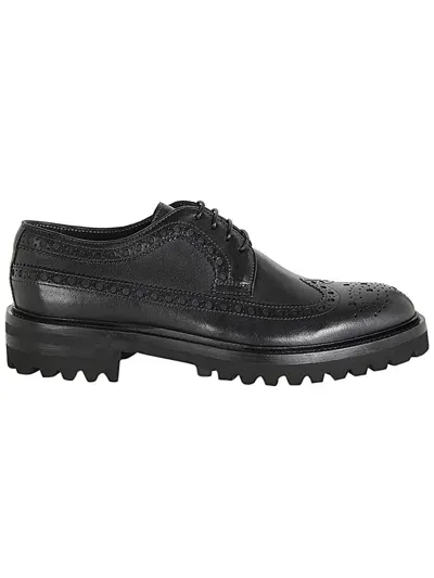 Corvari Lace Up Horse Rubber Bottom Shoes In Black