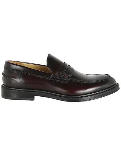 Corvari Loafer Wembley Leather Bottom Shoes In Red