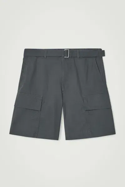 Cos Belted Cargo Shorts In Grey