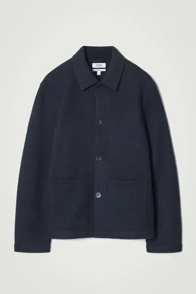 Cos Boiled-wool Chore Jacket In Blue