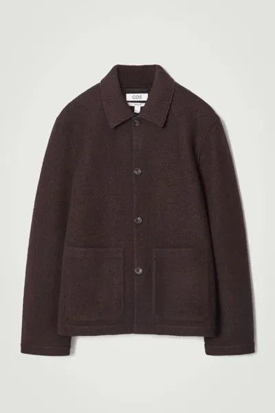 Cos Boiled-wool Chore Jacket In Brown