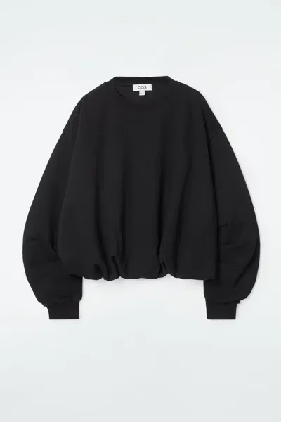 Cos Bubble-hem Sweatshirt In Black