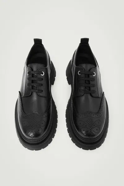 Cos Chunky Leather Derby Brogues In Black