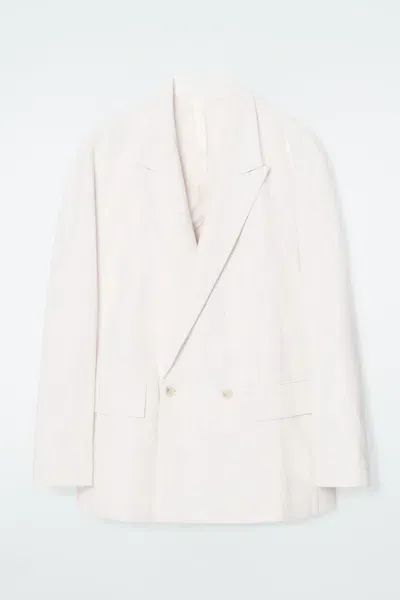 Cos Double-breasted Denim Blazer - Relaxed In White