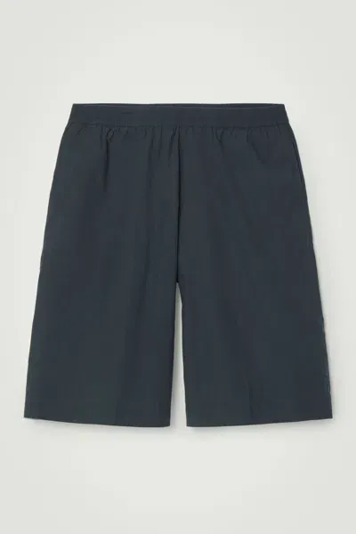 Cos Elasticated Cotton Shorts In Blue