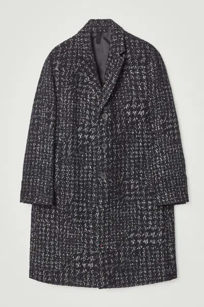 Cos Houndstooth Bouclé Overcoat In Black