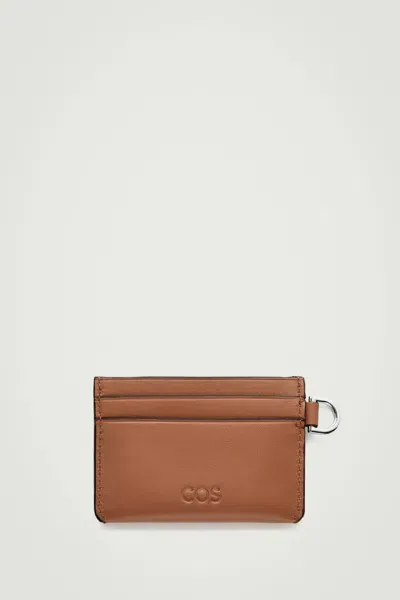 Cos Leather Cardholder In Brown