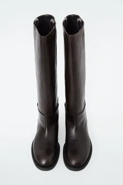 Cos Leather Riding Boots In Brown