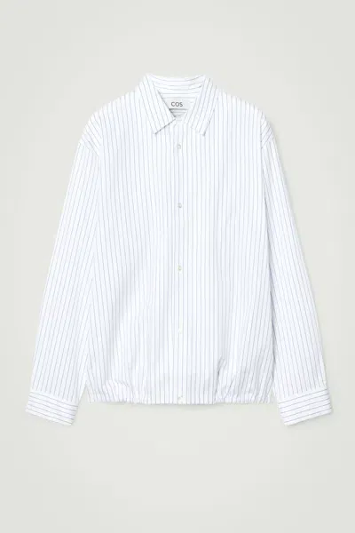 Cos Relaxed Drawstring Shirt In White