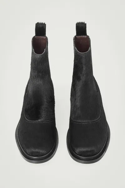 Cos The Pony Hair Chelsea Boots In Black