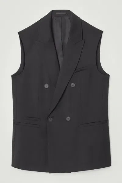 Cos The Sleeveless Double-breasted Blazer In Black