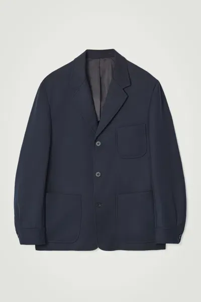 Cos Unstructured Twill Blazer - Relaxed In Blue