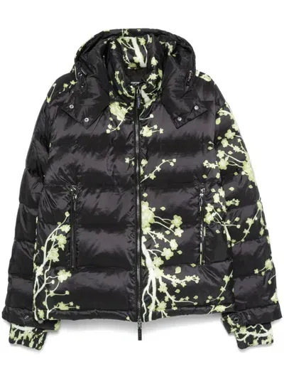 Costume National Contemporary Floral-print Puffer Jacket In 黑色