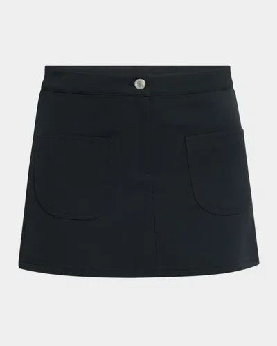 Courrèges 2-pocket Twill Mini Skirt In Black