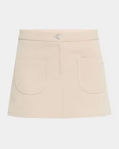 Courrèges 2-pocket Twill Mini Skirt In Sand