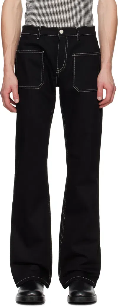 Courrèges Black 2-pocket Topstitched Bootcut Jeans In B044