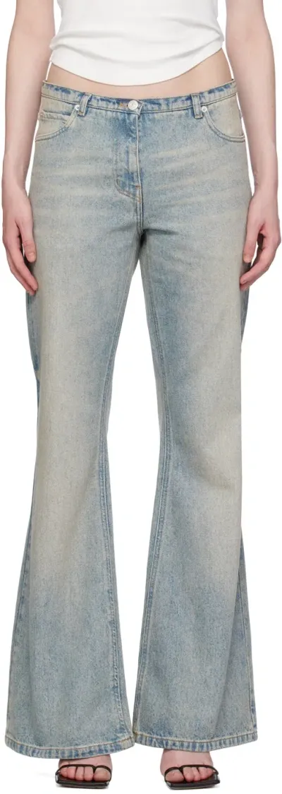 Courrèges Blue Bootcut Jeans In 7011 Light Blue Wash