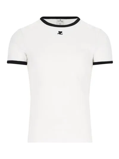 Courrèges Bumpy Contrast Jersey T-shirt In White