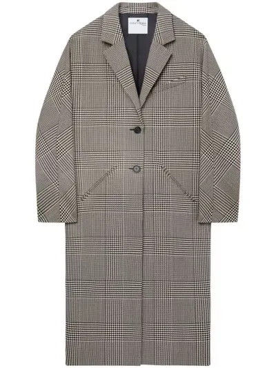 Courrèges Cocoon Checked Coat In Bianco