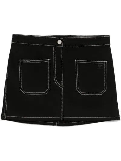 Courrèges Denim Mini Skirt In Black