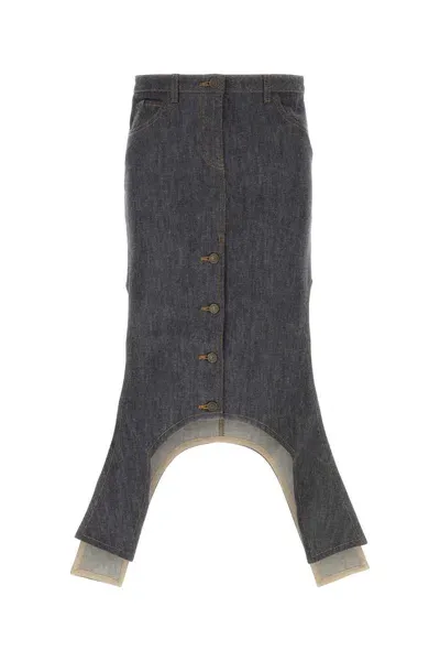 Courrèges Denim Skirt In Darkheathergrey