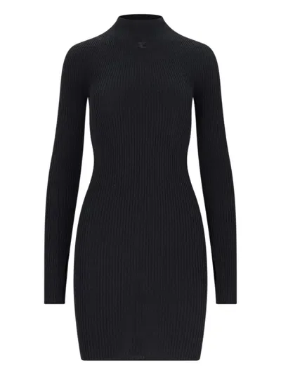 Courrèges Knit Mini Dress In Black