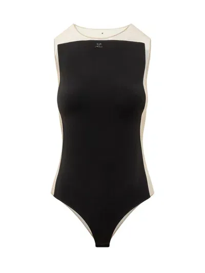 Courrèges Frame Illusion Bodysuit In Black