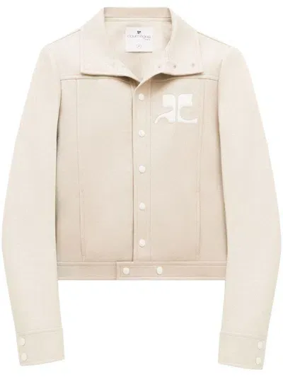 Courrèges Chest Logo-patch Shirt Jacket In Pink