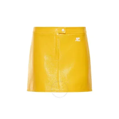 Courrèges Vinyl Mini Skirt In Yellow